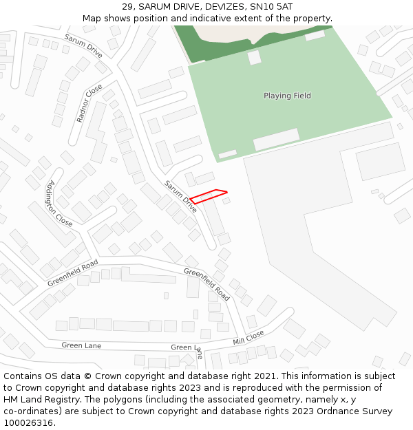 29, SARUM DRIVE, DEVIZES, SN10 5AT: Location map and indicative extent of plot