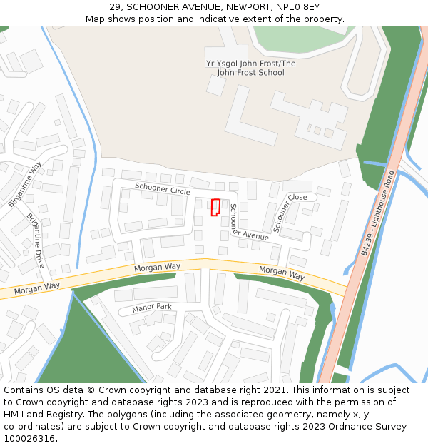 29, SCHOONER AVENUE, NEWPORT, NP10 8EY: Location map and indicative extent of plot
