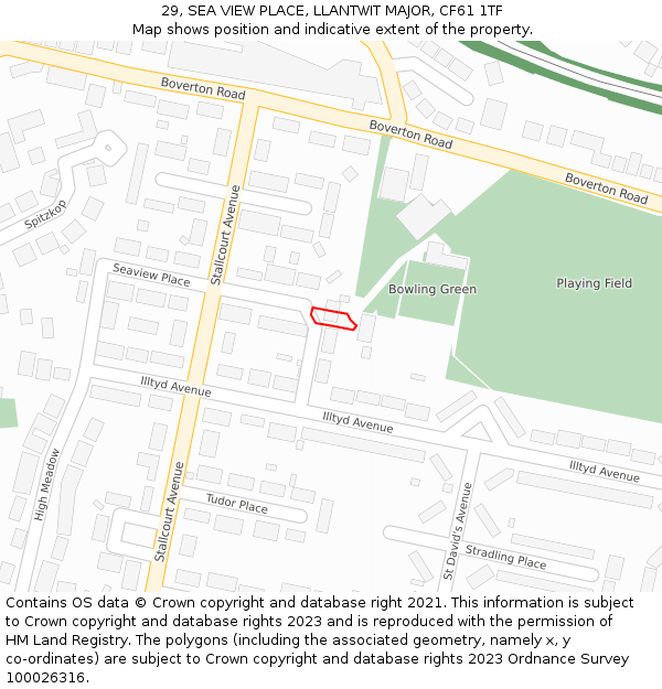 29, SEA VIEW PLACE, LLANTWIT MAJOR, CF61 1TF: Location map and indicative extent of plot