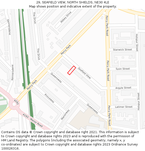 29, SEAFIELD VIEW, NORTH SHIELDS, NE30 4LE: Location map and indicative extent of plot