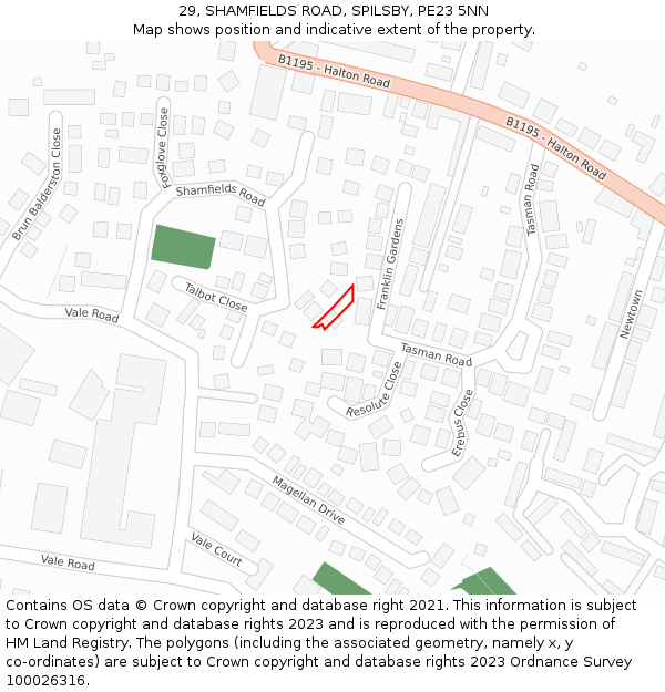 29, SHAMFIELDS ROAD, SPILSBY, PE23 5NN: Location map and indicative extent of plot