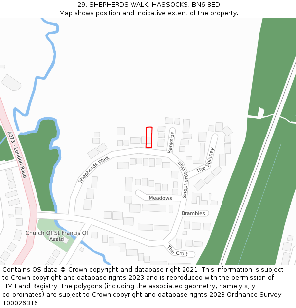 29, SHEPHERDS WALK, HASSOCKS, BN6 8ED: Location map and indicative extent of plot