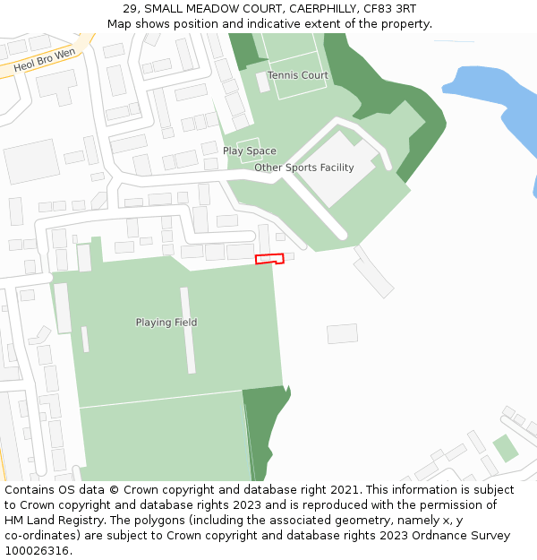 29, SMALL MEADOW COURT, CAERPHILLY, CF83 3RT: Location map and indicative extent of plot