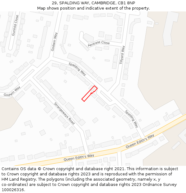 29, SPALDING WAY, CAMBRIDGE, CB1 8NP: Location map and indicative extent of plot