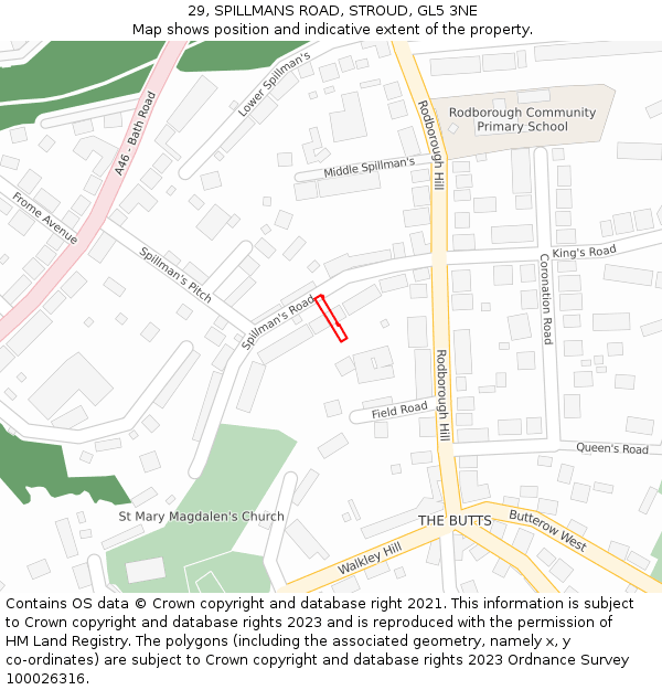 29, SPILLMANS ROAD, STROUD, GL5 3NE: Location map and indicative extent of plot