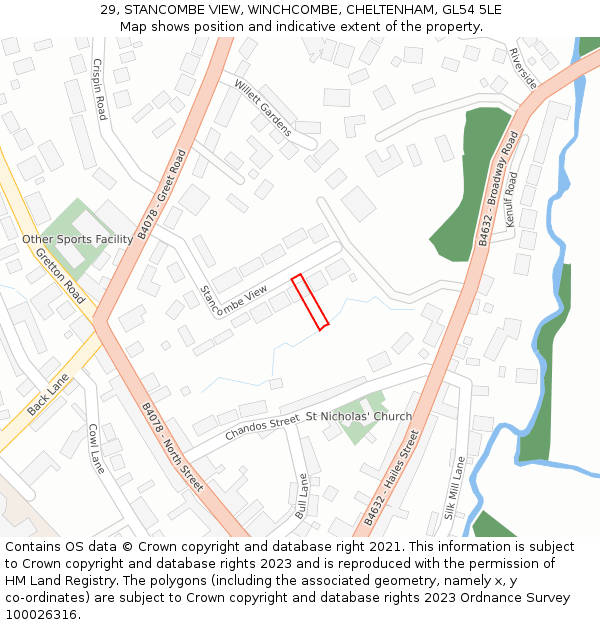 29, STANCOMBE VIEW, WINCHCOMBE, CHELTENHAM, GL54 5LE: Location map and indicative extent of plot