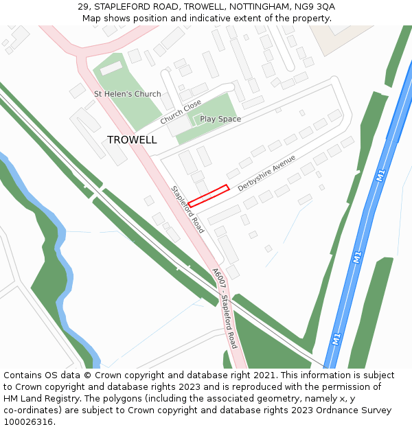 29, STAPLEFORD ROAD, TROWELL, NOTTINGHAM, NG9 3QA: Location map and indicative extent of plot