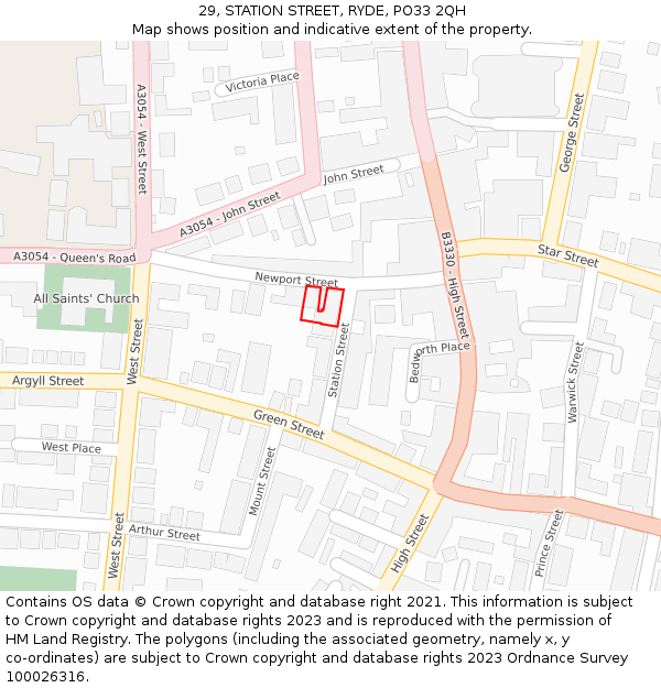29, STATION STREET, RYDE, PO33 2QH: Location map and indicative extent of plot