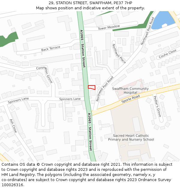 29, STATION STREET, SWAFFHAM, PE37 7HP: Location map and indicative extent of plot