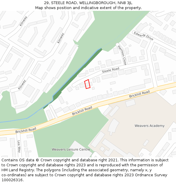29, STEELE ROAD, WELLINGBOROUGH, NN8 3JL: Location map and indicative extent of plot