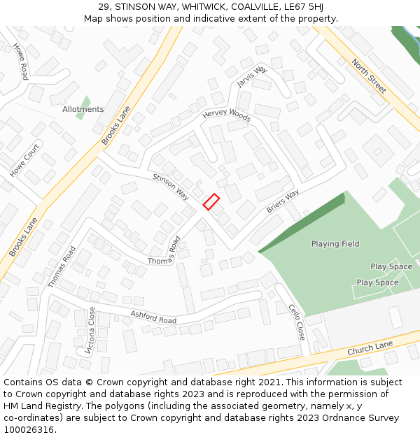 29, STINSON WAY, WHITWICK, COALVILLE, LE67 5HJ: Location map and indicative extent of plot