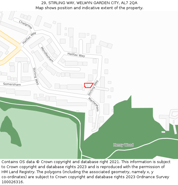 29, STIRLING WAY, WELWYN GARDEN CITY, AL7 2QA: Location map and indicative extent of plot