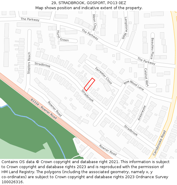 29, STRADBROOK, GOSPORT, PO13 0EZ: Location map and indicative extent of plot