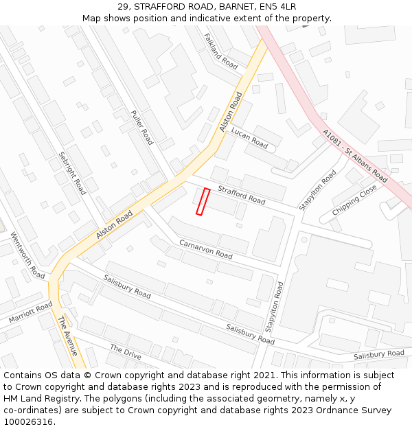 29, STRAFFORD ROAD, BARNET, EN5 4LR: Location map and indicative extent of plot