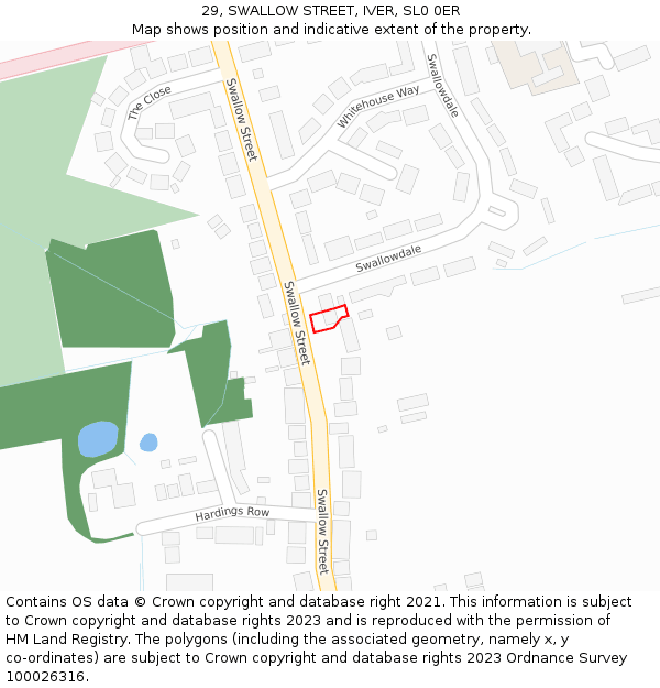 29, SWALLOW STREET, IVER, SL0 0ER: Location map and indicative extent of plot