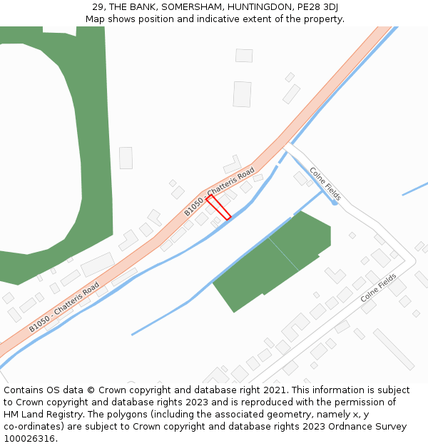 29, THE BANK, SOMERSHAM, HUNTINGDON, PE28 3DJ: Location map and indicative extent of plot