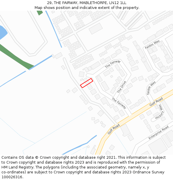 29, THE FAIRWAY, MABLETHORPE, LN12 1LL: Location map and indicative extent of plot