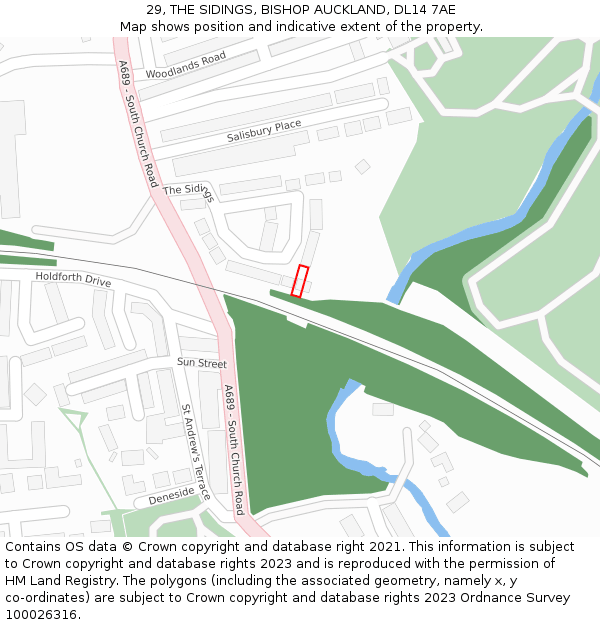 29, THE SIDINGS, BISHOP AUCKLAND, DL14 7AE: Location map and indicative extent of plot
