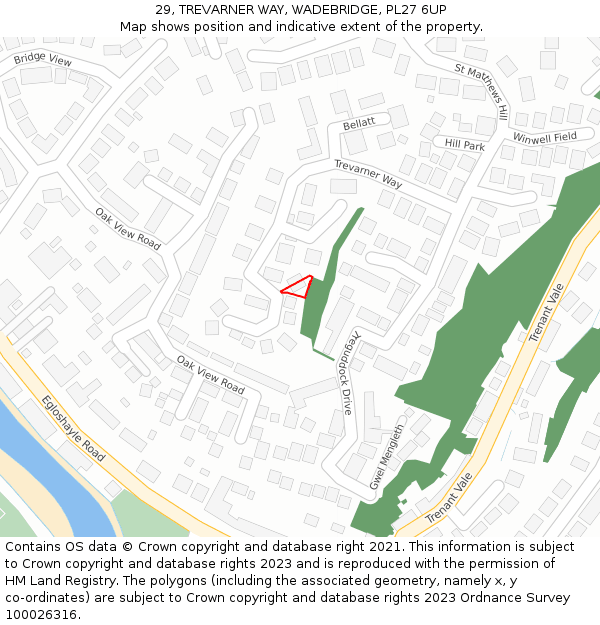 29, TREVARNER WAY, WADEBRIDGE, PL27 6UP: Location map and indicative extent of plot