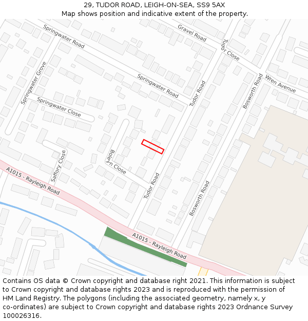 29, TUDOR ROAD, LEIGH-ON-SEA, SS9 5AX: Location map and indicative extent of plot