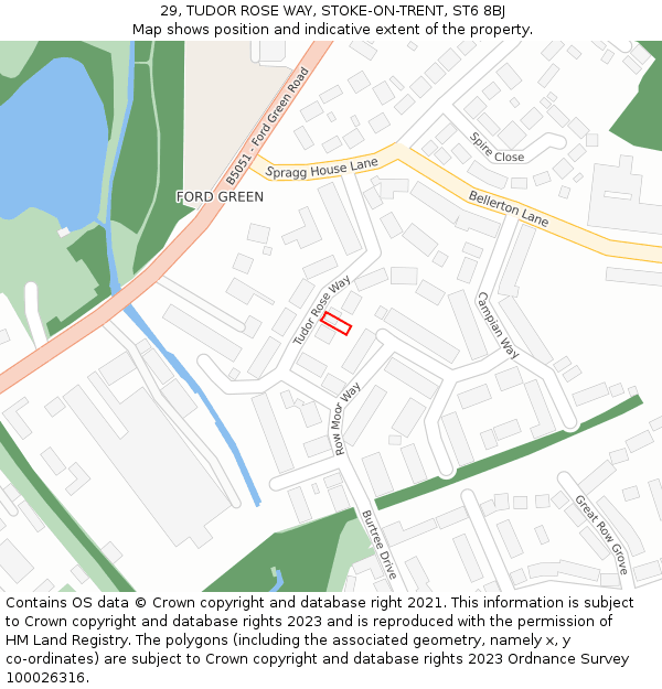 29, TUDOR ROSE WAY, STOKE-ON-TRENT, ST6 8BJ: Location map and indicative extent of plot