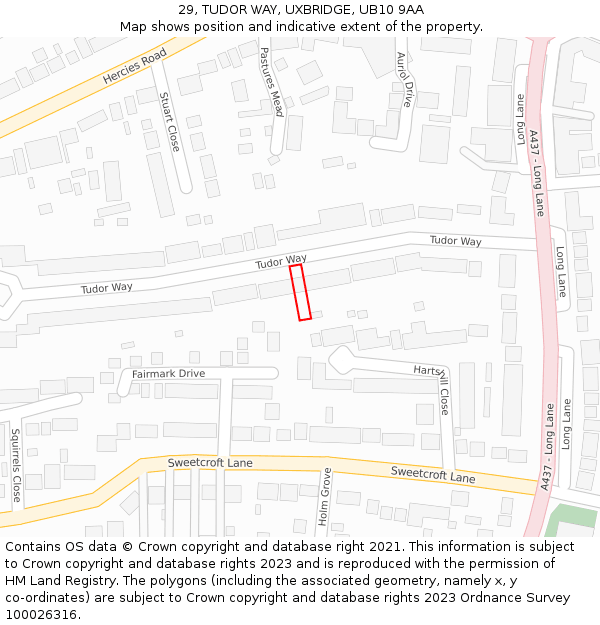 29, TUDOR WAY, UXBRIDGE, UB10 9AA: Location map and indicative extent of plot