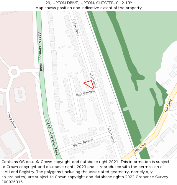 29, UPTON DRIVE, UPTON, CHESTER, CH2 1BY: Location map and indicative extent of plot