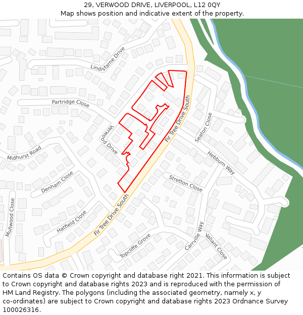 29, VERWOOD DRIVE, LIVERPOOL, L12 0QY: Location map and indicative extent of plot