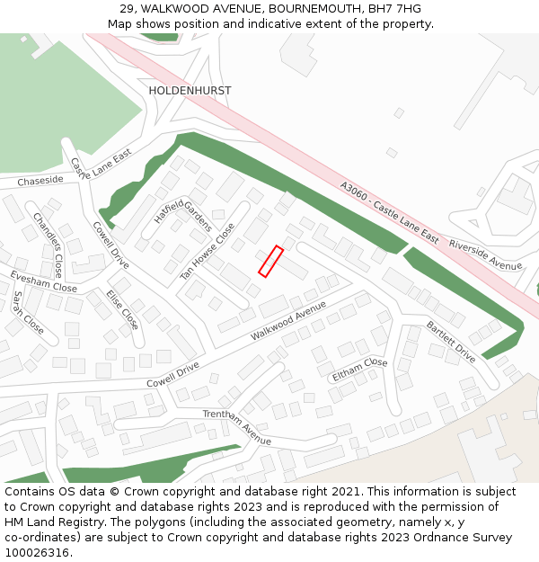 29, WALKWOOD AVENUE, BOURNEMOUTH, BH7 7HG: Location map and indicative extent of plot