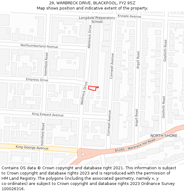 29, WARBRECK DRIVE, BLACKPOOL, FY2 9SZ: Location map and indicative extent of plot