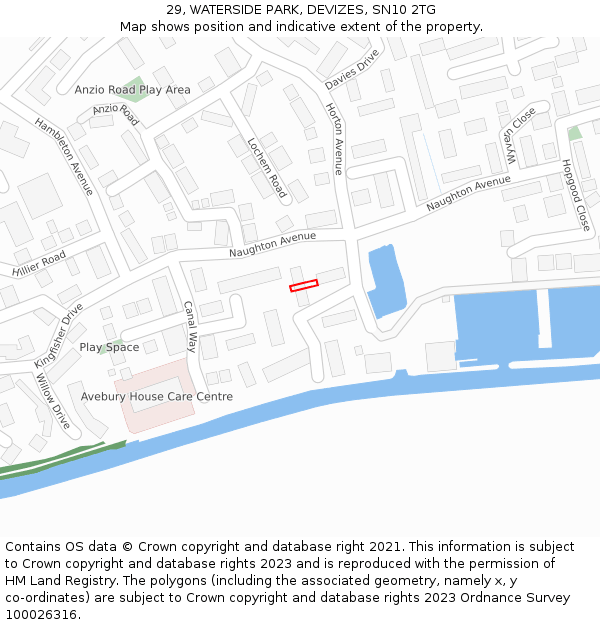 29, WATERSIDE PARK, DEVIZES, SN10 2TG: Location map and indicative extent of plot