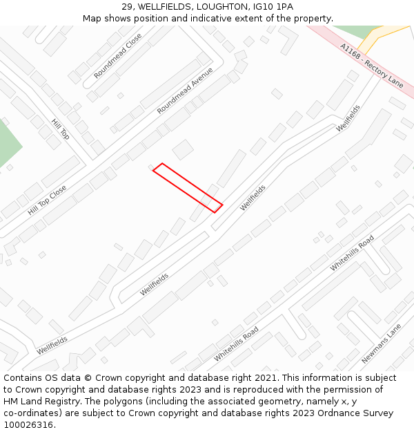 29, WELLFIELDS, LOUGHTON, IG10 1PA: Location map and indicative extent of plot