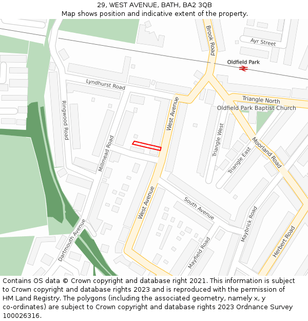 29, WEST AVENUE, BATH, BA2 3QB: Location map and indicative extent of plot