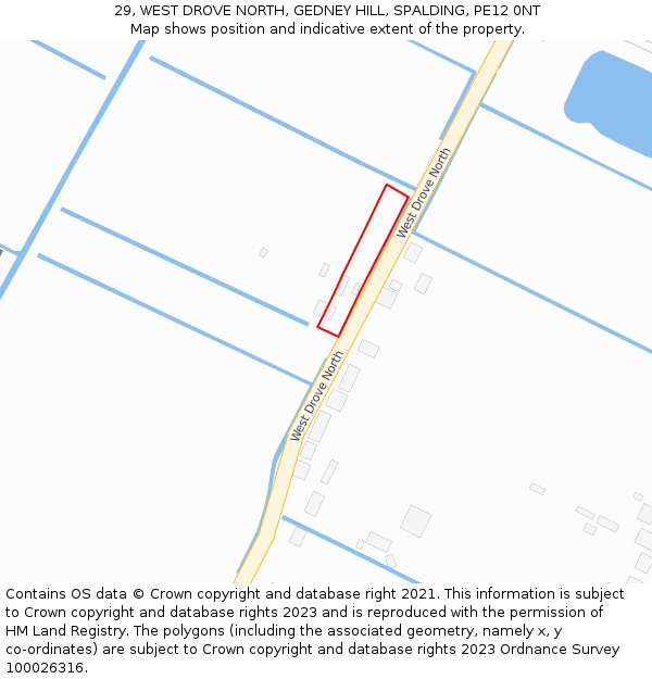 29, WEST DROVE NORTH, GEDNEY HILL, SPALDING, PE12 0NT: Location map and indicative extent of plot