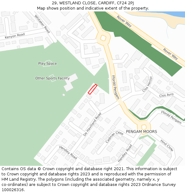 29, WESTLAND CLOSE, CARDIFF, CF24 2PJ: Location map and indicative extent of plot