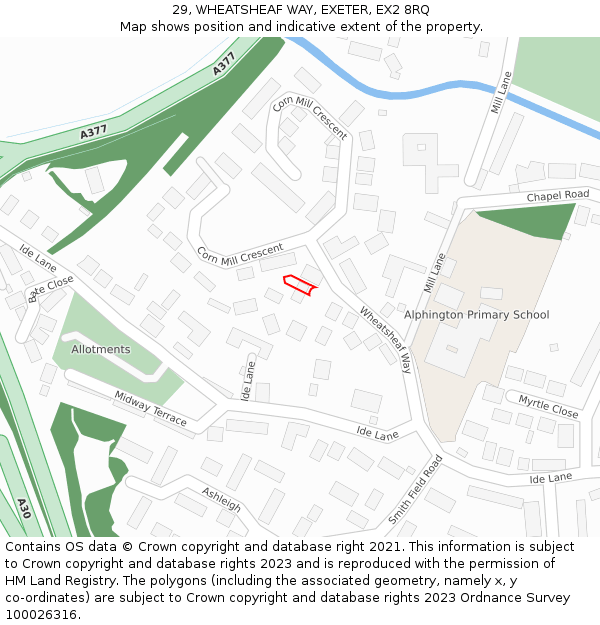 29, WHEATSHEAF WAY, EXETER, EX2 8RQ: Location map and indicative extent of plot