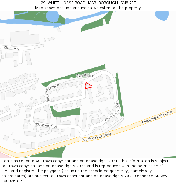 29, WHITE HORSE ROAD, MARLBOROUGH, SN8 2FE: Location map and indicative extent of plot