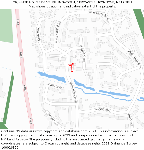 29, WHITE HOUSE DRIVE, KILLINGWORTH, NEWCASTLE UPON TYNE, NE12 7BU: Location map and indicative extent of plot