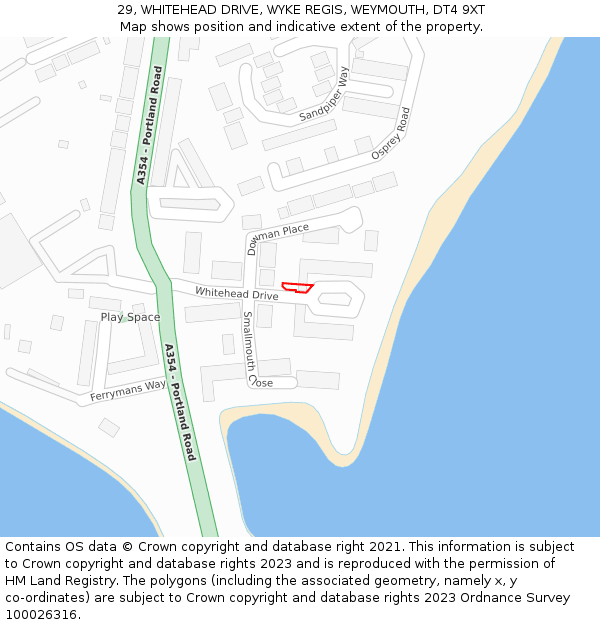 29, WHITEHEAD DRIVE, WYKE REGIS, WEYMOUTH, DT4 9XT: Location map and indicative extent of plot