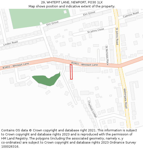 29, WHITEPIT LANE, NEWPORT, PO30 1LX: Location map and indicative extent of plot