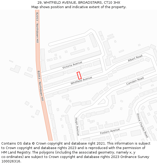 29, WHITFIELD AVENUE, BROADSTAIRS, CT10 3HX: Location map and indicative extent of plot