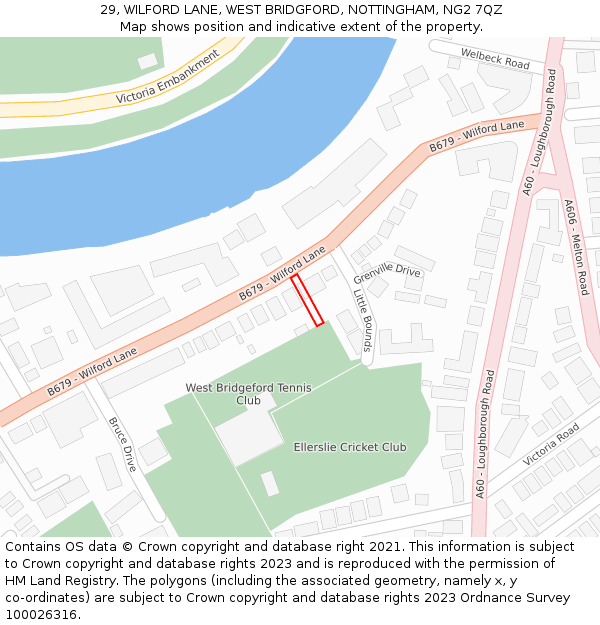 29, WILFORD LANE, WEST BRIDGFORD, NOTTINGHAM, NG2 7QZ: Location map and indicative extent of plot