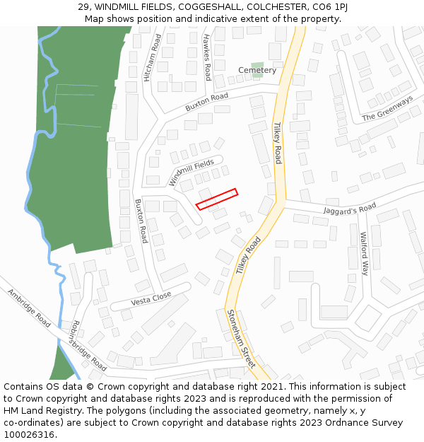 29, WINDMILL FIELDS, COGGESHALL, COLCHESTER, CO6 1PJ: Location map and indicative extent of plot