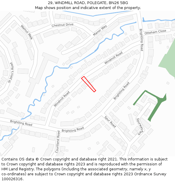 29, WINDMILL ROAD, POLEGATE, BN26 5BG: Location map and indicative extent of plot