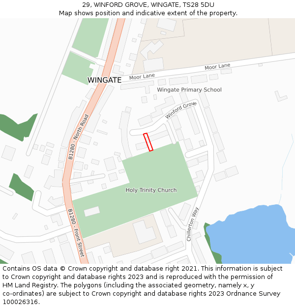 29, WINFORD GROVE, WINGATE, TS28 5DU: Location map and indicative extent of plot