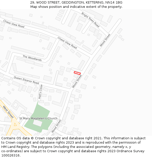 29, WOOD STREET, GEDDINGTON, KETTERING, NN14 1BG: Location map and indicative extent of plot