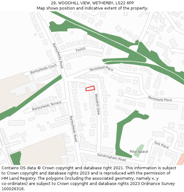 29, WOODHILL VIEW, WETHERBY, LS22 6PP: Location map and indicative extent of plot