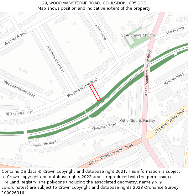 29, WOODMANSTERNE ROAD, COULSDON, CR5 2DG: Location map and indicative extent of plot