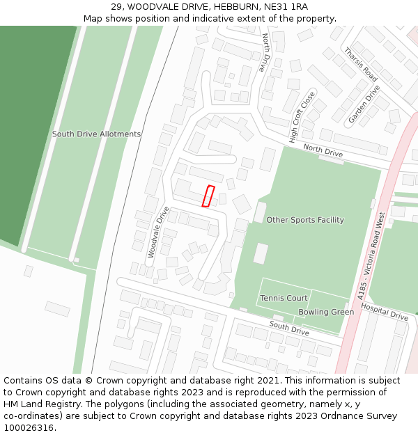 29, WOODVALE DRIVE, HEBBURN, NE31 1RA: Location map and indicative extent of plot