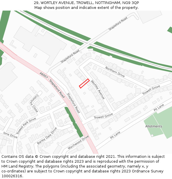 29, WORTLEY AVENUE, TROWELL, NOTTINGHAM, NG9 3QP: Location map and indicative extent of plot